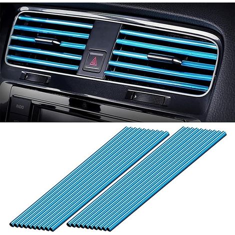 20 piezas de accesorios de PVC para el interior del coche, 20 cm, accesorios para el aire acondicionado del coche, decoración DIY para todas las salidas de aire rectas (azul) (1/5)