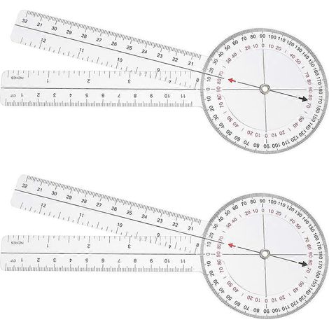 Règle d'angle goniométrique transparente, lot de 2, pour mesure portable.-20.5X8CM-Transparent (1/3)