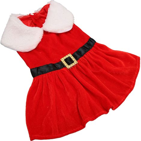 Weihnachtsmann-Kostüm für Hunde, hautfreundlich, atmungsaktiv und dehnbar, Winterkleidung für kleine Hunde und Katzen, Größe M (1/5)