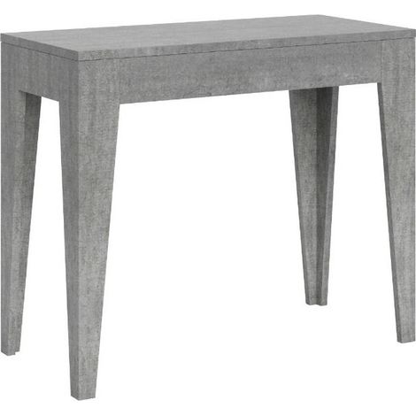 Console extensible gris ciment blanc 8 personnes 42 à 198cm Kanda-Support 4 pieds (1/5)