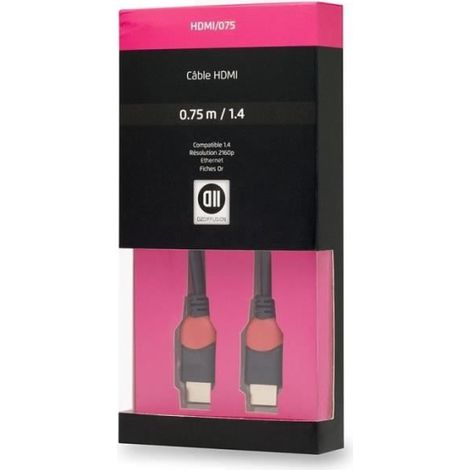 Cavo HDMI - D2DIFFUSION - Modello maschio/maschio - 0,75m - Alta Velocità - Compatibile 1.4 (3D)