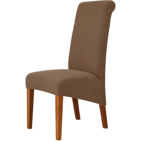 Stuhlbezug 4er-Set XL Stretchhusse für Esszimmerstühle, waschbar, braun (1/5)
