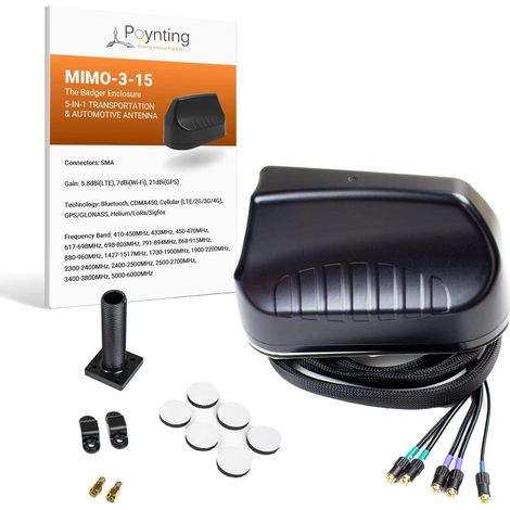 Antenas Poynting 5G/LTE KFZ/Marine A-MIMO-0003-V2-15 negras. Adaptador SMA (M) y RPSMA, de 1,8 a 4,5 dBi. 4G/5G/GPS/GLONASS/WIFI (1/2)