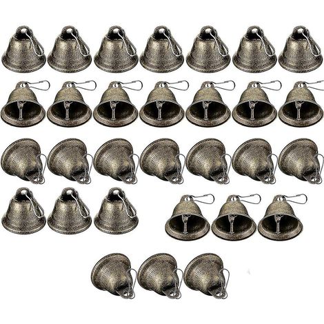 Lot de 30 petites cloches en laiton style vintage avec crochets pour la fabrication de carillons éoliens. (1/4)