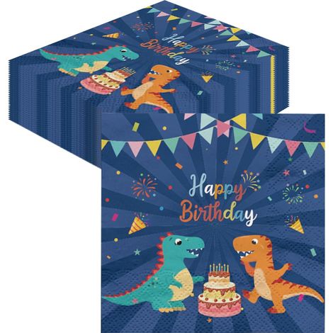 40 Pcs Serviette Anniversaire,Dinosaures Serviettes en Papier Party Serviettes de Dinosaures pour la fête d'anniversaire des pour Enfants pour garçon Décoration de Table 33 33 cm (1/5)