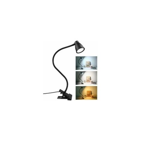 LED-Klemmleuchte für den Schreibtisch, 3 einstellbare Helligkeitsfarben, USB-Klemmleuchte für den Nachttisch, 360° flexible Leselampe mit Augenschutz zum Lernen und Arbeiten – Crezuo (1/4)
