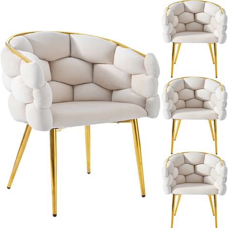 Conjunto de mesa de comedor de 5 piezas 140 x 80 cm con 4 sillas de terciopelo y patas doradas (1/5)