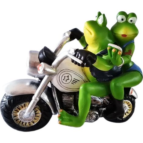 Décorations de Jardin Grenouilles en Résine pour Extérieur - Figurines Artisanales de Grenouilles à Motocyclette (1/5)