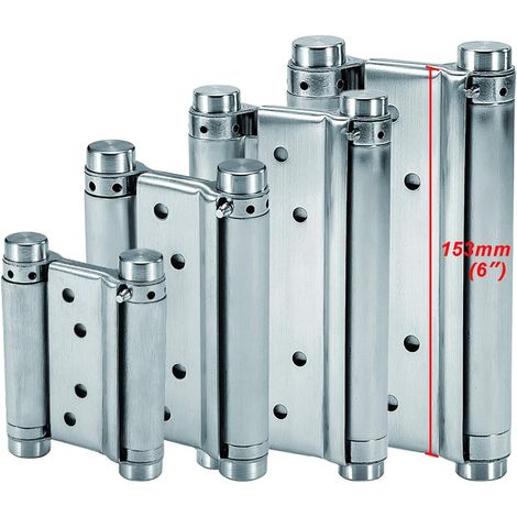 2 Charnière à ressort, Acier inoxydable, Double action, Fermeture automatique, Pour porte de bar et saloon