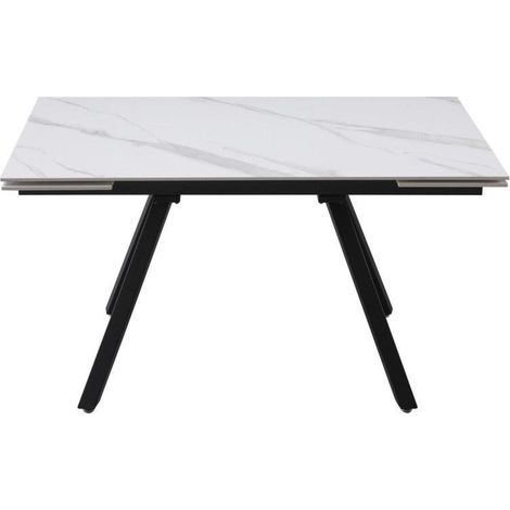CASA COLLECTION Tavolo Cooper Top Ceramica Bianco Marmorizzato Lucido 120 -180 x 76 cm (1/2)
