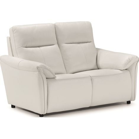 Ensemble relaxation canapé 2 places + fauteuil en cuir blanc - BELANO (1/5)