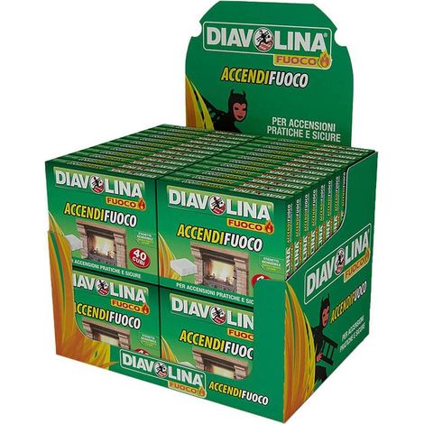ESPOSITORE DIAVOLINA ACCENDIFUOCO 40 CUBI DA BANCO 48 cf. cm.37 x 29 x h.29,5