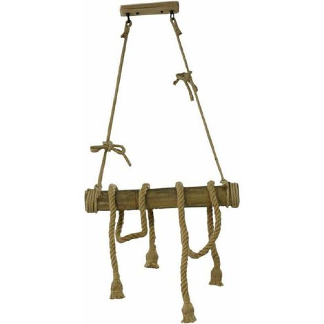TrAdE Shop Traesio - Lampadario Sospensione Con Corda In Canapa 4 Portalampada E27 Stile Country B23 - (1/4)