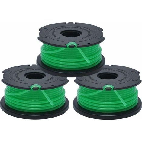 Carretes de repuesto para desbrozadoras, carrete autodesenrollable, 3 x 6 m de nailon e hilo resistente, hilo de ⌀2 mm Fontainebleau Pack de 3 Verde (1/4)