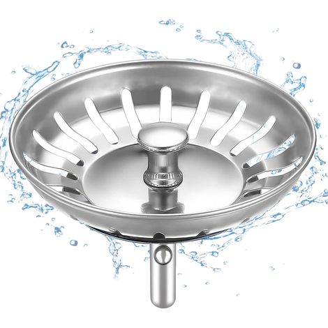 Bouchon d'Evier de Cuisine 82 mm - épais Acier Inoxydable Panier pour Bonde Evier Cuisine - Filtre Evier Cuisine Anti Colmatage avec Attrape Cheveux et Filtre pour éviers de Cuisine