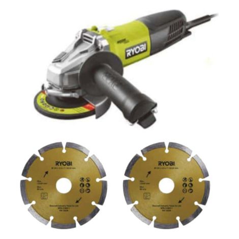smerigliatrice angolare RYOBI 800W 125 millimetri - due dischi diamantati RAG800-125SD2