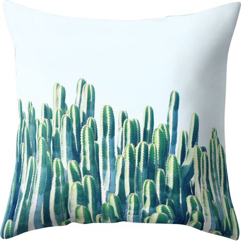 Taie D Oreiller - Feuilles De Succulentes - Polyester Lin Artificiel - Pour Canapé Chaise Lit Voiture Bureau - 45 x 45 cm - 1 Pièce