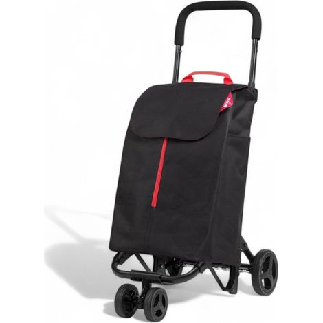 Carrello spesa con sacca poliestere nero 50 litri 4 ruote doppio uso struttura acciaio peso leggero zip frontale - Blu (1/5)
