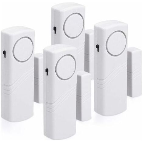 Jalleria Alarme Porte et Fenêtre - Lot 4x Alarme Sans Fil Anti-Intrusion - Sécurité Maison Contre Cambriolage - Fonctionnement Magnétique - 100 dB (1/4)