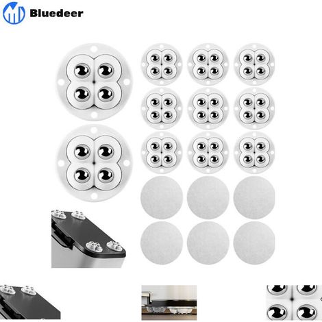 20 Pièces Mini Roulettes Pivotantes, Roulettes Autocollantes, Roulettes à Billes à 360 Degrés avce 4 Billes en Acier, Petite Roulettes (1/5)