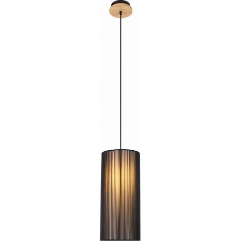 Suspension Candellux Kioto noire tissu bois Ø18 E27 (1/2)