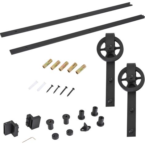SET ACCESSORI BINARIO PER PORTA SCORREVOLE IN ACCIAIO. NERO (1/5)