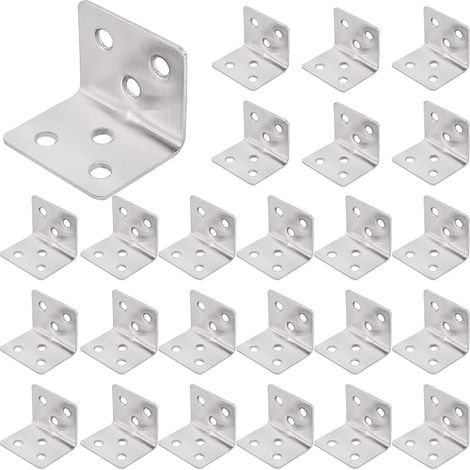 25 Stück Eckenschutzprofile (31 x 31 x 38 mm), robuste L-förmige Regalträger aus Edelstahl, rechtwinklige Winkelverbinder (1/3)