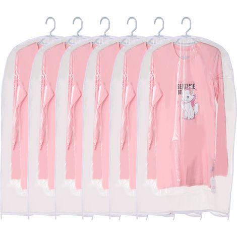 Sac De Rangement Pour Vêtements - Transparent - En Polyéthylène - Pour Cintre - Protection Anti-Poussière Et Antihumidité - 6 Pièces (1/5)