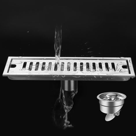 Bonde de douche longue en acier inoxydable, déodorante et amovible, pour salle de bain ou hôtel, 30 cm de diamètre, évacuation centrale. (1/5)