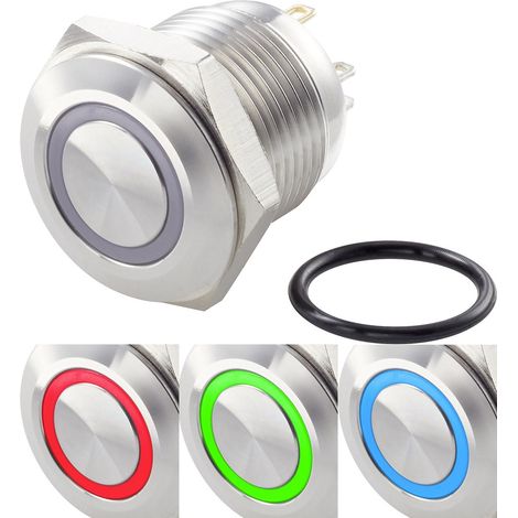 TRU COMPONENTS TC-7494612 TC-GQ16F-10E/41RGB/ Vandalismusgeschützter Drucktaster 48 V/DC 2 A 1 x Aus