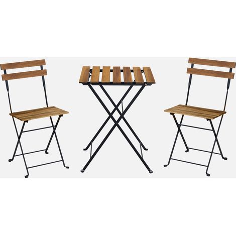 Mesa bistro plegable madera y metal con 2 sillas (1/5)