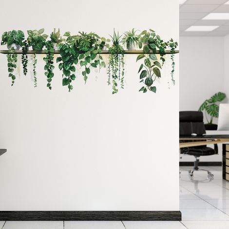 Autocollants décoration murale plantes et feuilles vignes, à décoller et coller, muraux à suspendre, fleurs, vertes, papillons, pour chambre (1/5)