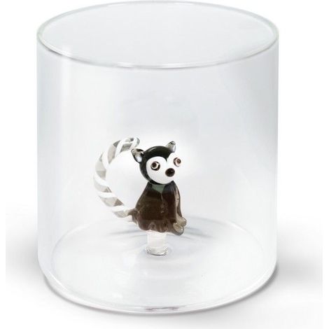 Bicchiere in Vetro Borosilicato con Statuina Lemure 250 ml Trasparente Wd Lifestyle