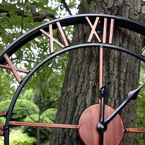 Horloge de Jardin Horloge Murale de Jardin en Plein air Grande Horloge de Jardin en Chiffres Romains Horloge Extérieure en Fer Horloge Extérieure,40cm/16inch (1/4)