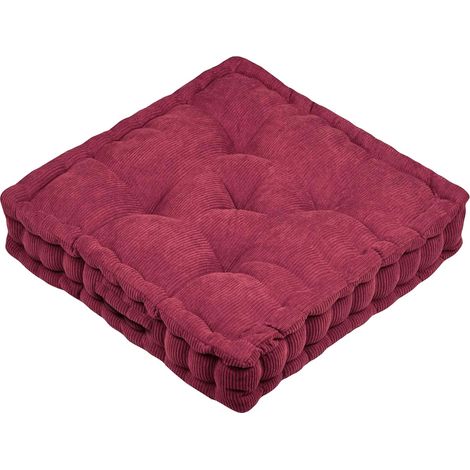 Coussin de sol Dandy bordeaux velours côtelé 43 x 43 cm (1/3)