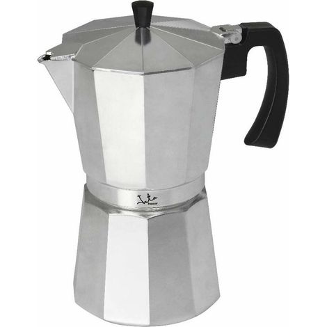 Cafetera italiana de aluminio Jata CCA9, con capacidad para 9 tazas, apta para todo tipo de cocinas excepto las de inducción