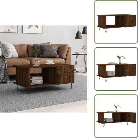Couchtisch Braun Eichen-Optik 90x50x40 cm Holzwerkstoff - Couchtisch - Wohnzimmerstil - Holzmöbel - Eiche Optik - Stauraum (1/5)