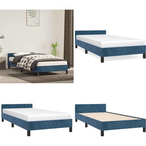Bettgestell ohne Matratze Dunkelblau 100x200 cm Samt - Samtbettwäsche - Doppelbett - Boxspringbett - Bettsofa - Lattenrost - Home & Living (1/5)