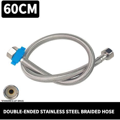 Manguera trenzada de acero inoxidable 304 (60 cm), 1/2 pulgada, a prueba de roturas y fugas, flexible para agua fría y caliente, compatible con grifos, inodoros y calentadores de agua.
