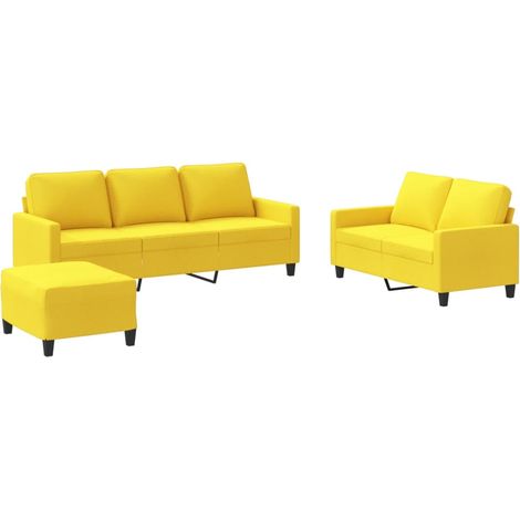 Maison Exclusive - Set di Divani 3 pz con Cuscini Giallo Chiaro in Tessuto