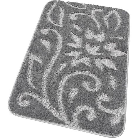 Tappeto Bagno Morbido Scendiletto Moderno Elegante Antiscivolo Assorbente 100% Made In Italy Grigio - 55x90 cm