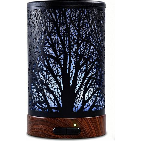 Diffuseur d'Huiles Essentielles Ultrasonique Aromathérapie Electrique en Métal avec 7-Couleurs Changeantes, Minuterie et Arrêt Automatique pour Chambre Salon Spa Yoga Massage - 150ML Arbre (1/5)