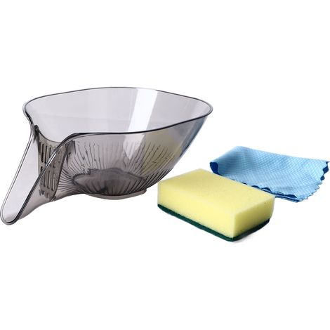 Multifunktionaler Acryl-Abtropfkorb für Obst und Gemüse, Schüssel mit Sieb, Trichter und Behälter, grau (1/5)