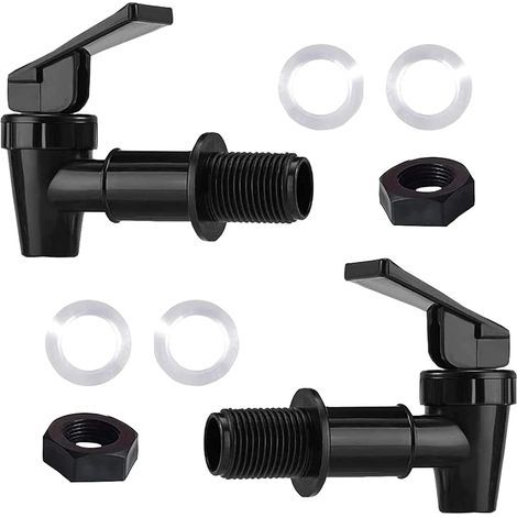 Lot de 3/4 robinets de refroidissement de rechange, distributeur d'eau en plastique, carafe de bouteille de type poussoir, bec verseur réutilisable, levier de boisson, robinet d'eau (noir) (1/5)