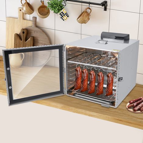 Déshydrateur alimentaire et armoire de séchage en acier inoxydable, grand format, 10 niveaux, 20 crochets, avec contrôle de la température de 30 à 90 °C. Idéal pour sécher le biltong, les légumes et l (1/5)