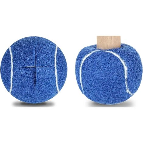 Patins de protection prédécoupés en forme de balles de tennis pour pieds de chaises, tables et tabourets. En caoutchouc souple, bleu. (1/5)