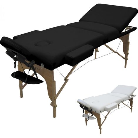 Table de massage 15 cm pliante 3 zones en bois avec panneau Reiki + Accessoires et housse de transport - Noir - Vivezen