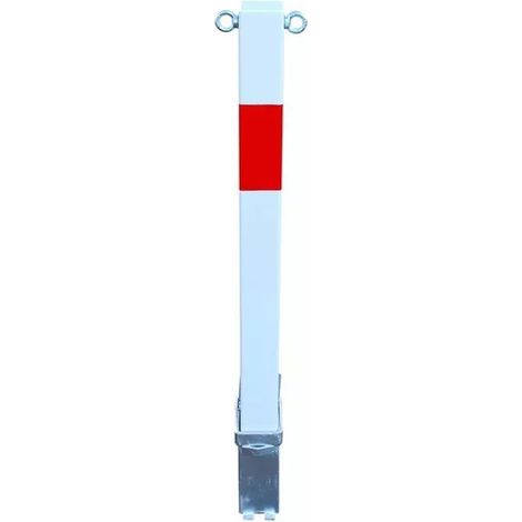Poteau amovible 100PE-WR BLANC/ROUGE (clefs distinctes) haute résistance avec oeillet pour chaine (1/5)