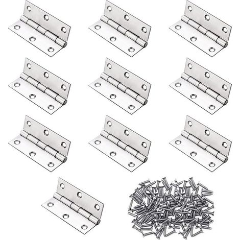 Charnière Inox,Charnière Porte,Charnières à Roulement,10PC 5534mm Paumelle,Charnière Plate,Charnière Invisible,Charnieres Meubles Pliantes,Avec 62PC Vis Pour La Maison Meubles Matériel Porte Tiroir (1/5)