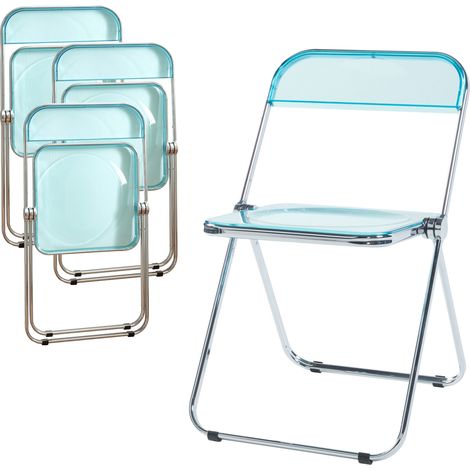 Klappstuhl Pornainen 4er Set Hellblau, transparent [en.casa]
